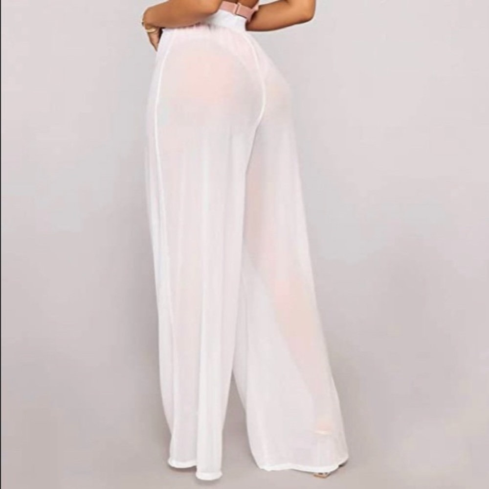 White Mesh Cover Up Pants